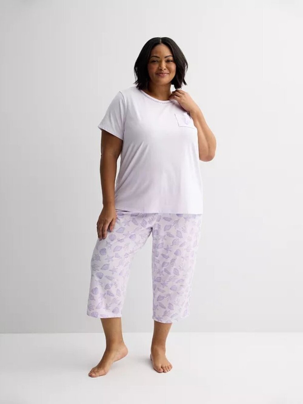 Womens Croft & Barrow Pajama Tee & Pajama Cropped Pants Set SZ 4X Plus Size NWT